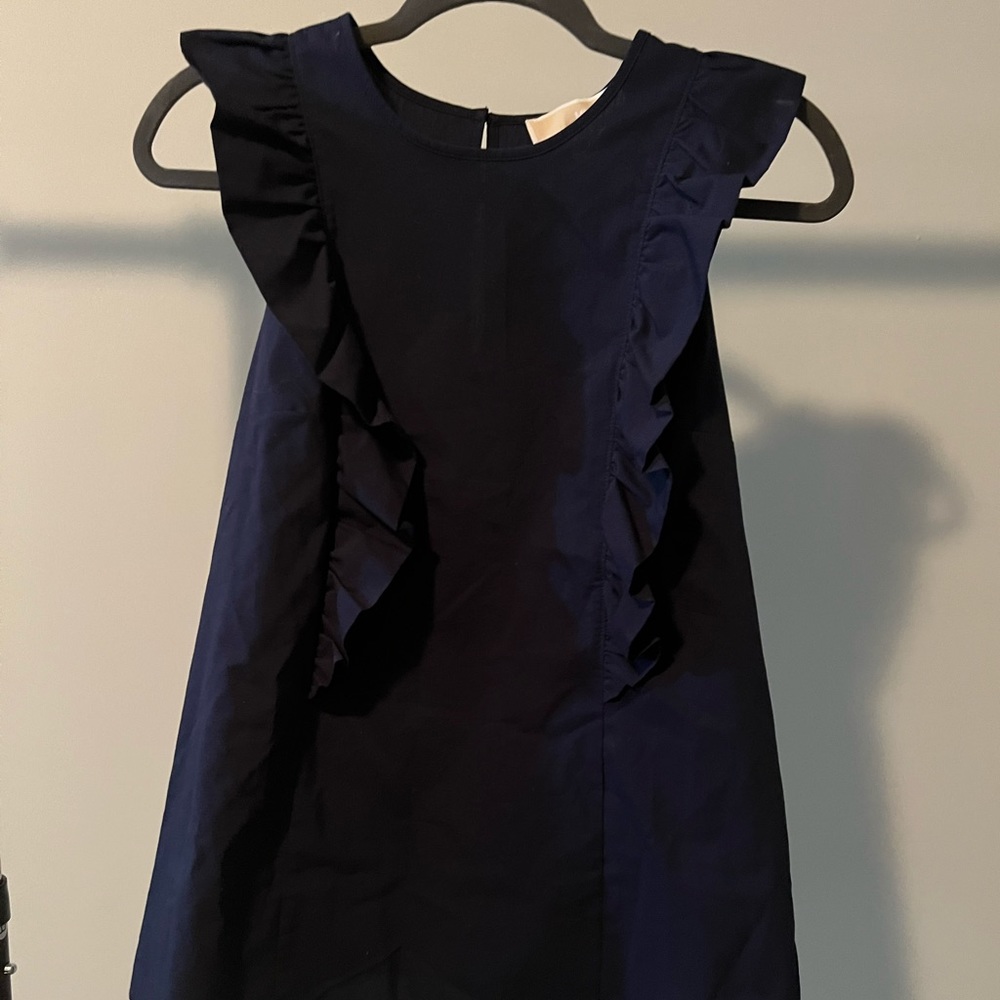 Navy blue ruffle blouse